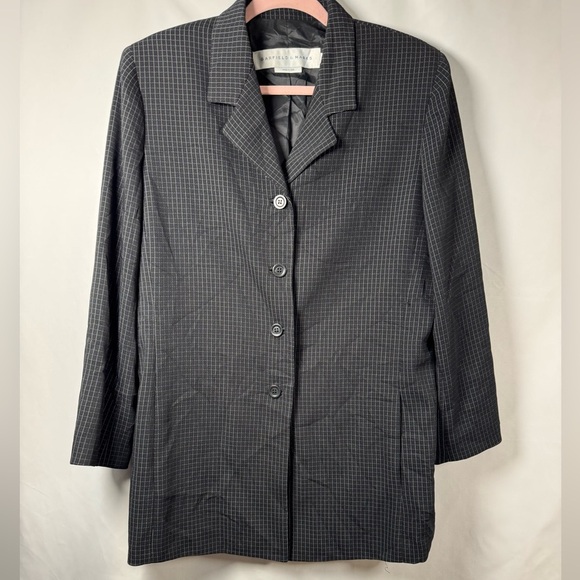 Garfield & Marks Black Checkered Button Down Jacket 12 - Picture 1 of 8